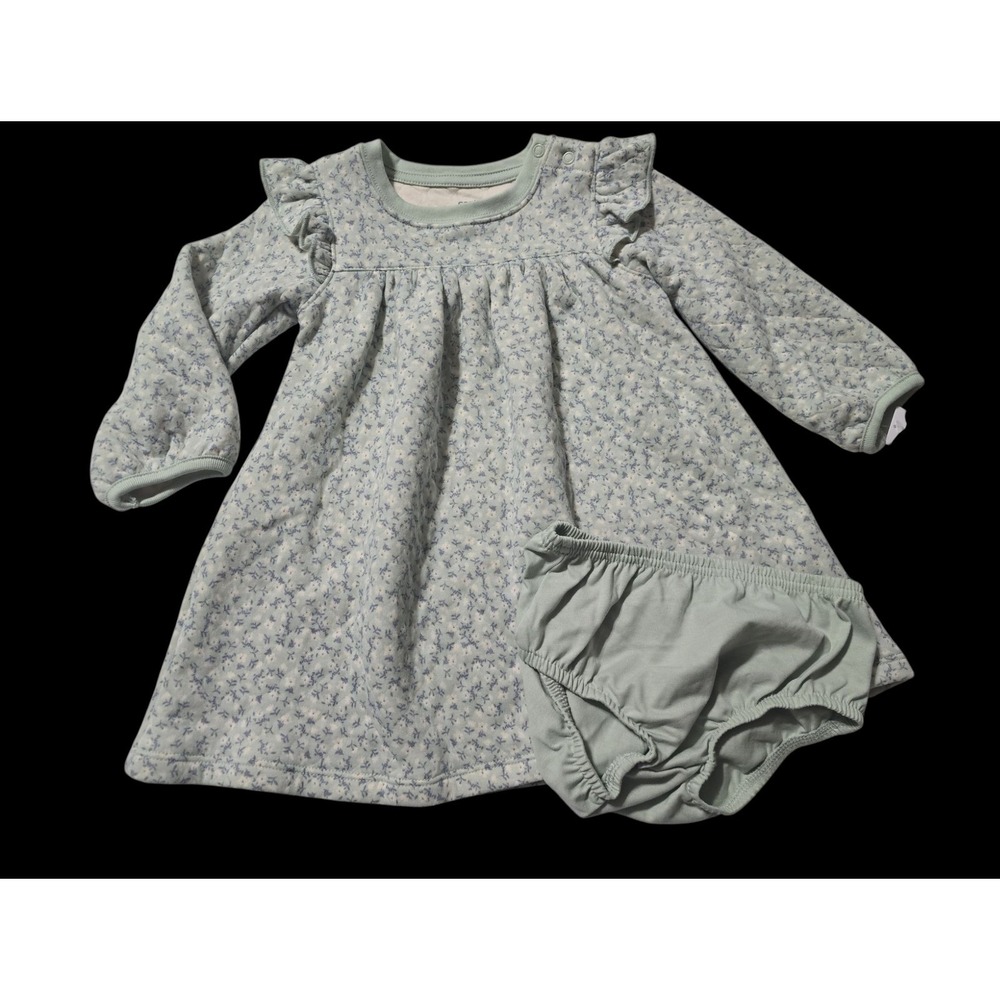 Carters Baby Girl 18 months Floral Dress‎ and Diaper Cover Set Sage Green